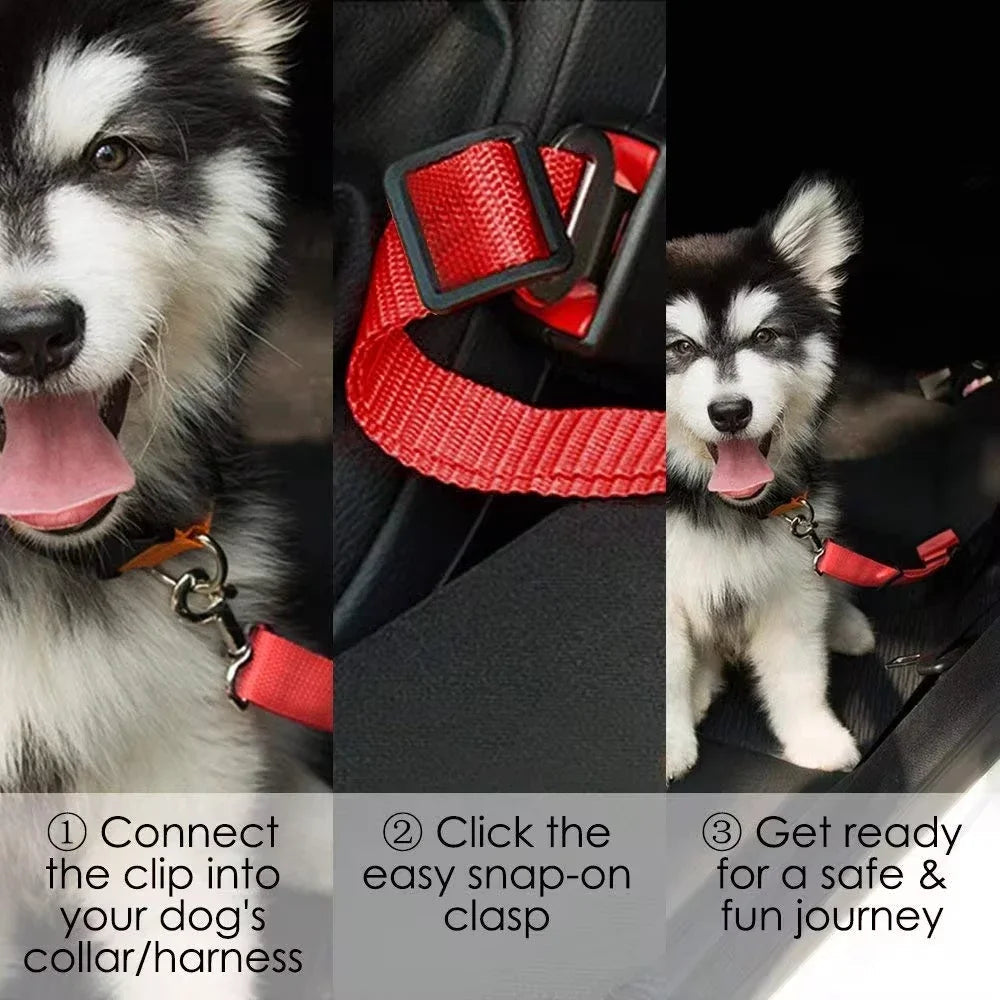 Adjustable Dog Seat Belt for Car Safety - Durable Nylon Design