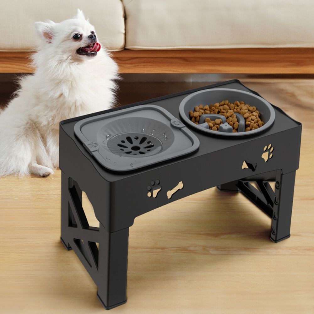 Adjustable Elevated Dog Slow Feeder Bowl for Controlled Eating