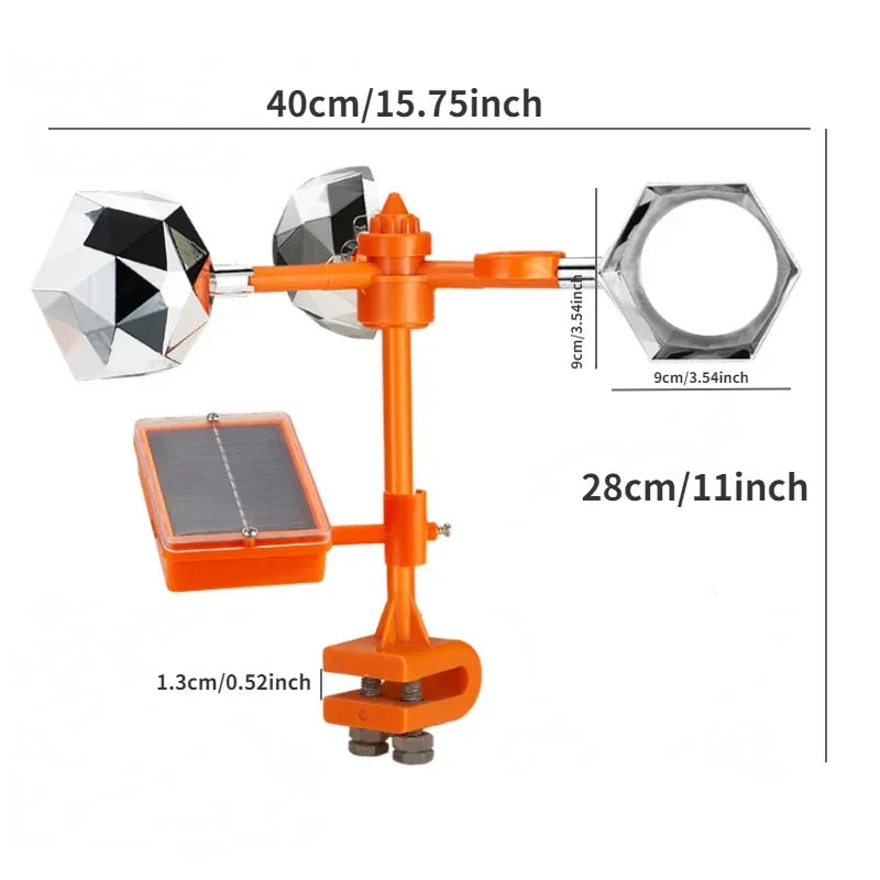 Solar Powered 360-Degree Reflective Bird Repeller for Outdoor Use