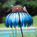 Coneflower Design Metal Bird Feeder for Outdoor Garden Use