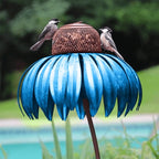 Coneflower Design Metal Bird Feeder for Outdoor Garden Use