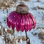 Coneflower Design Metal Bird Feeder for Outdoor Garden Use