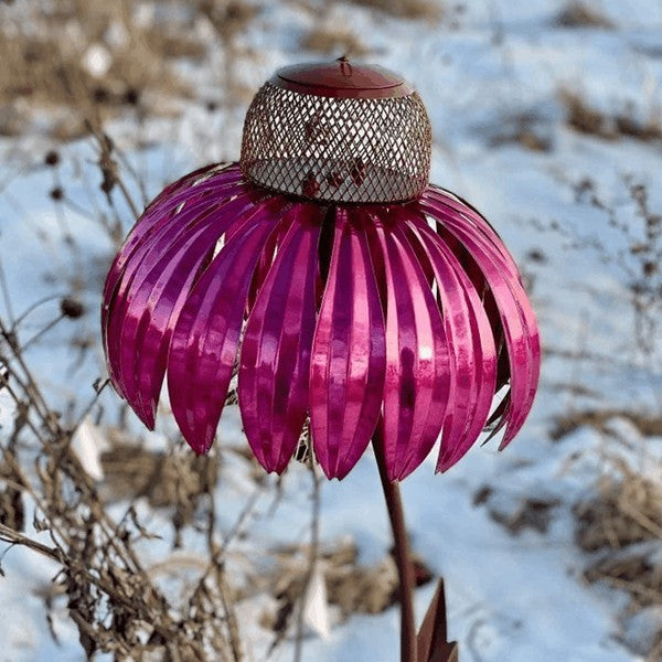 Coneflower Design Metal Bird Feeder for Outdoor Garden Use