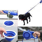 Multifunctional Dog Leash with Water Bottle and Bowl for Outdoor Use