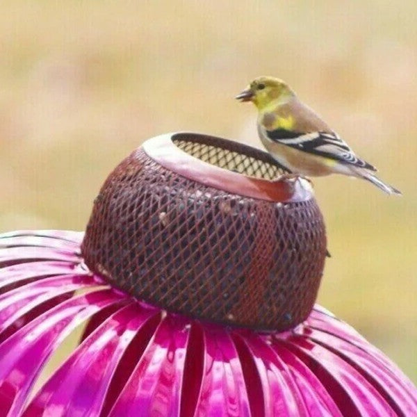 Coneflower Design Metal Bird Feeder for Outdoor Garden Use