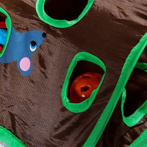 9-Hole Interactive Cat Toy with Tunnel Design for Engaging Playtime