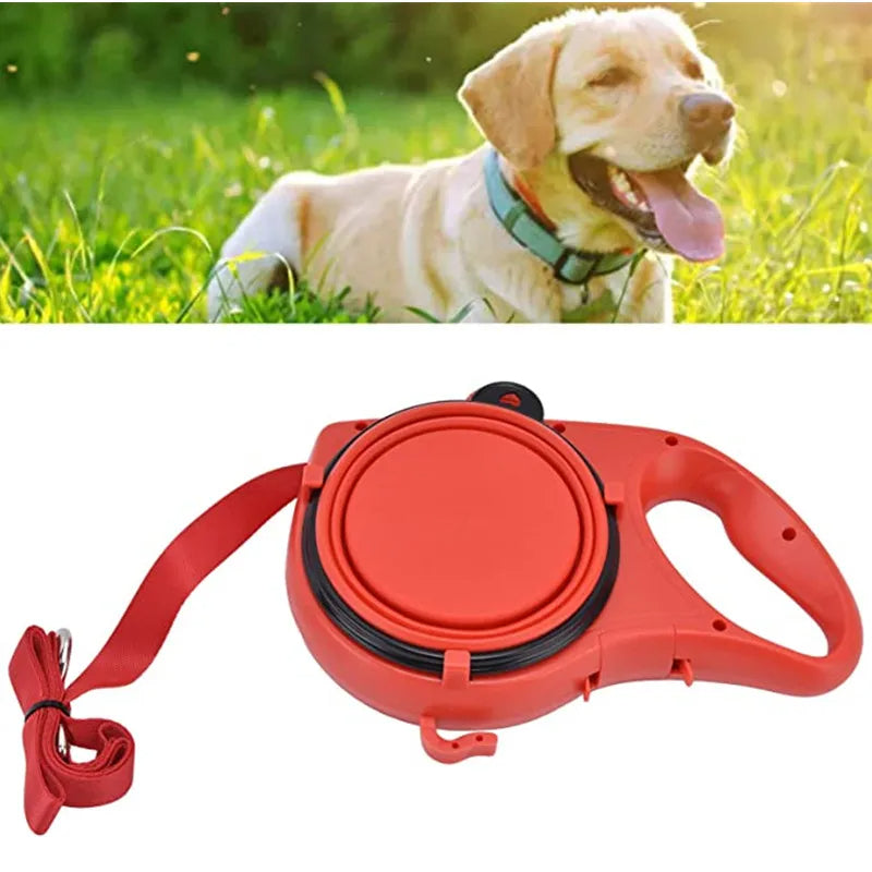 Multifunctional Dog Leash with Water Bottle and Bowl for Outdoor Use