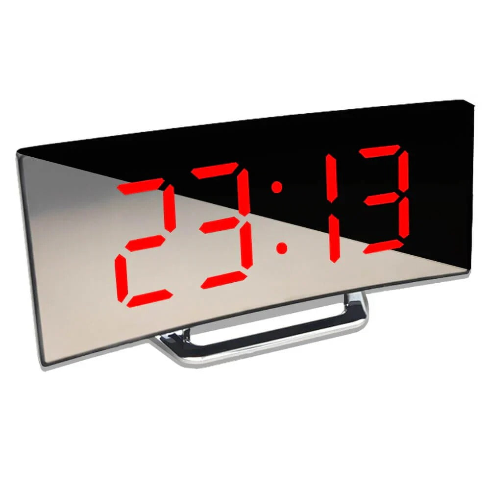 Curved LED Digital Clock - Modern Design for Home or Office Decor