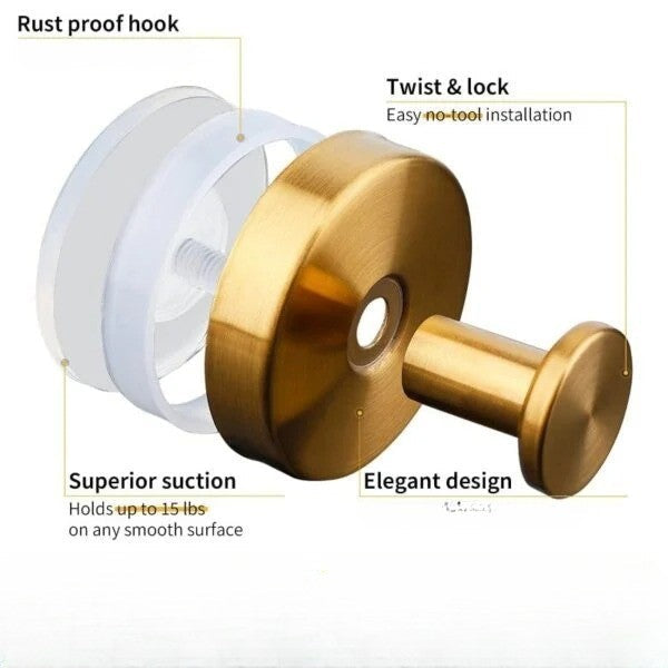 Twist-Lock Suction Cup Hooks for Bathroom and Kitchen Organization