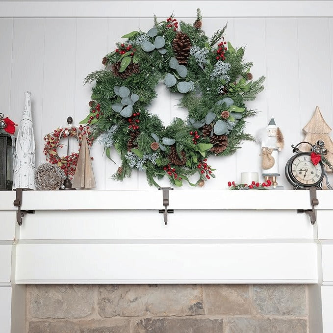 Christmas Stocking Holders for Mantle - Decorative Metal Garland Design