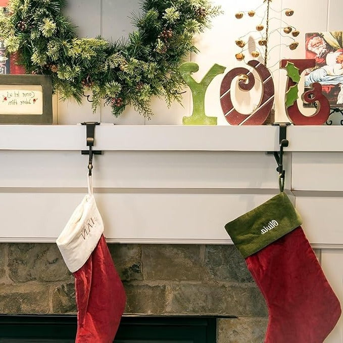Christmas Stocking Holders for Mantle - Decorative Metal Garland Design