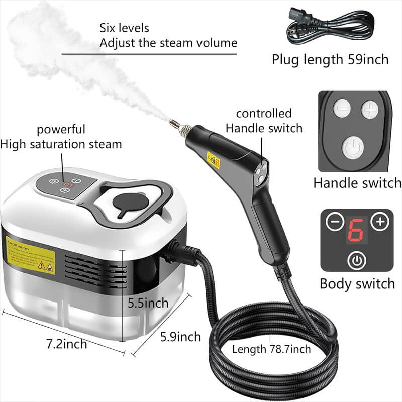 2500W High Pressure Steam Cleaner with Protective Gloves for Deep Cleaning
