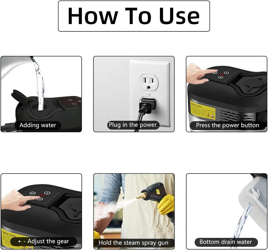 2500W High Pressure Steam Cleaner with Protective Gloves for Deep Cleaning