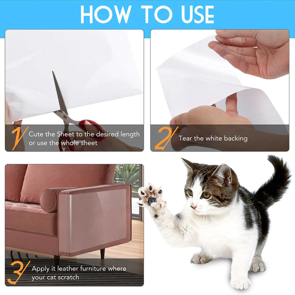 Cat Scratch Furniture Protector Pads - 8PC Anti-Scratch Couch Guards