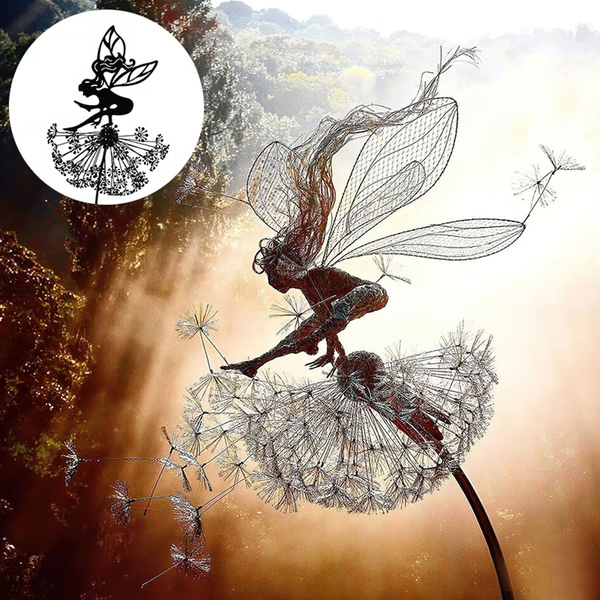 Steel Fairy Garden Sculpture - Whimsical Outdoor Decor for Gardens