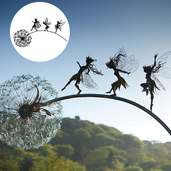 Steel Fairy Garden Sculpture - Whimsical Outdoor Decor for Gardens