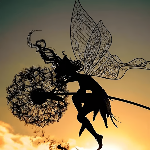 Steel Fairy Garden Sculpture - Whimsical Outdoor Decor for Gardens